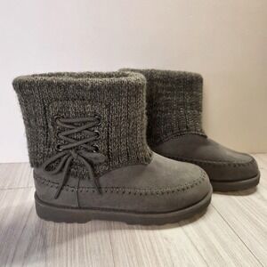 Calistoga Women's Winter Boots Size 5 Faux Fur Lined Knit Cuff Lace Up Gray